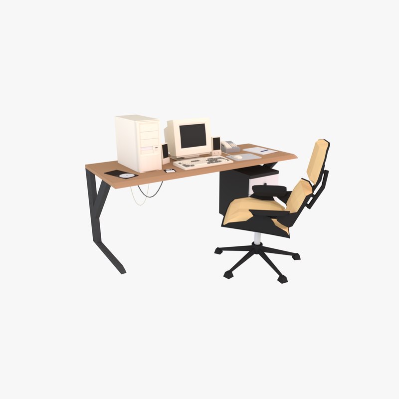 Low Poly Computer Desk