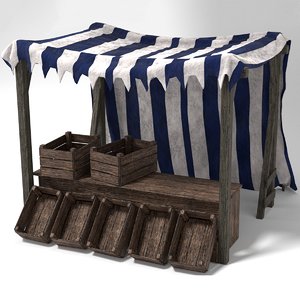 medieval market stall crates 3D model
