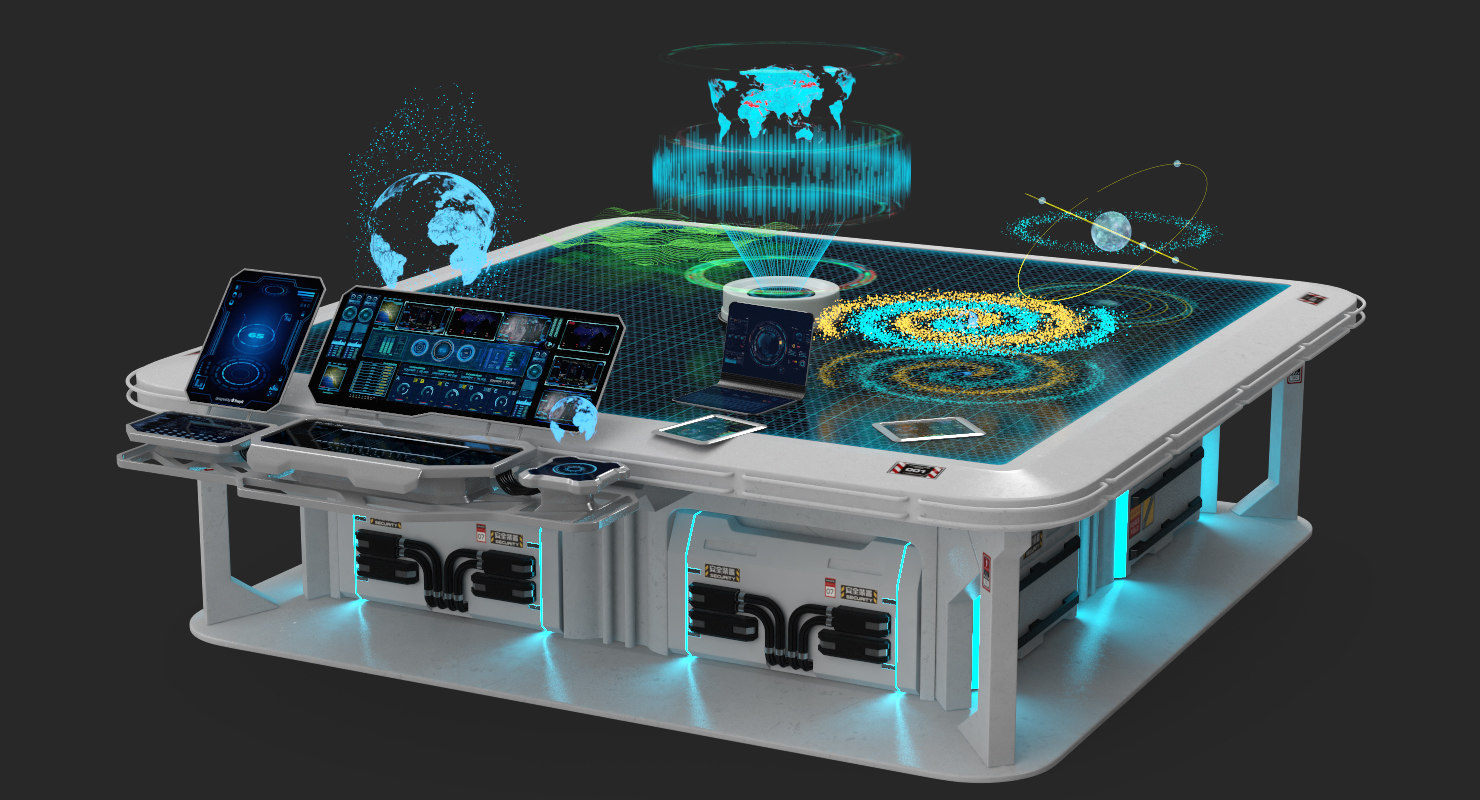 3D interactive holographic table model TurboSquid 1421393