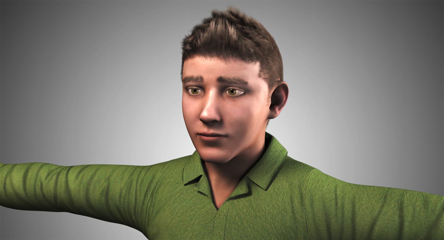 现实的学生男孩3d模型