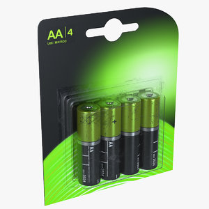 3D model aa 4-batteries package