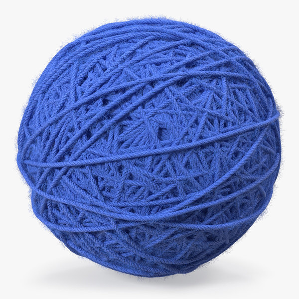 blue wool yarn ball 3D model