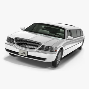 stretch limousine generic white 3D model