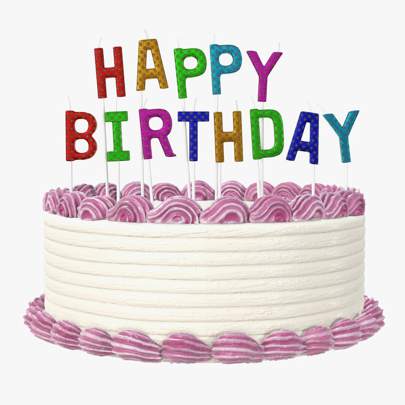 3D model cake birthday candle TurboSquid 1422645