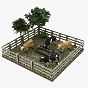 cow farm 3D model