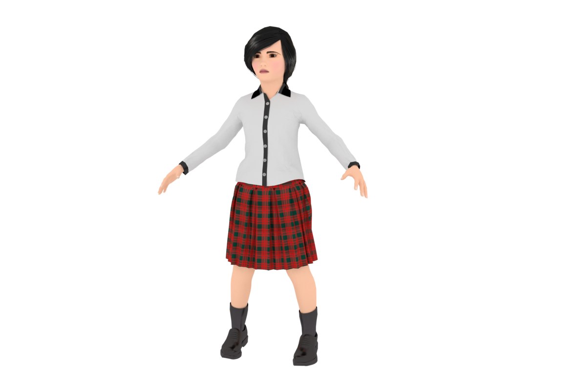 Student girl character 3D model TurboSquid 1371194