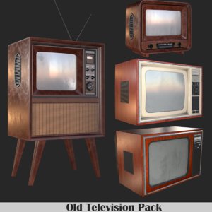3D old television pack tv