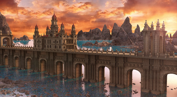 3D castle bridge fantasy