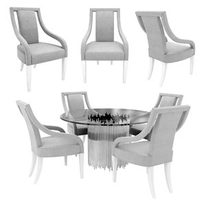 3D table chair arms dining model