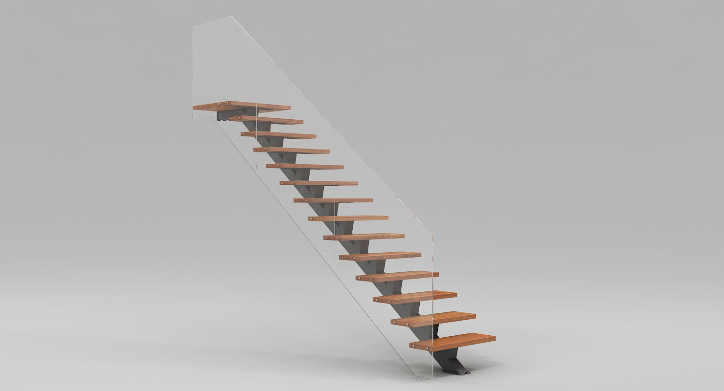 3D modern floating stair model - TurboSquid 1423950