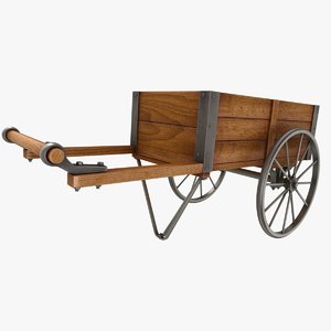 3D wooden vendor cart model