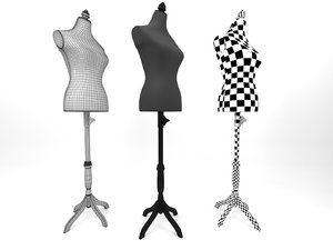 mannequin torso wooden stand 3D model