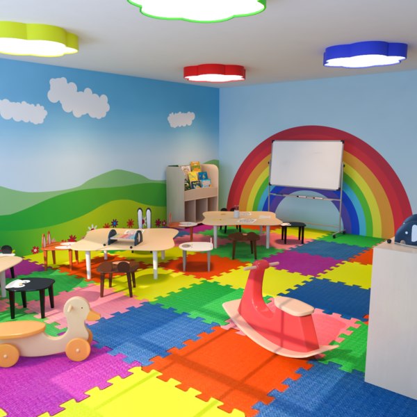 3D interior scene nursery classroom