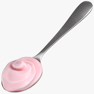 3D metal spoon cream pink model
