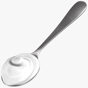 metal spoon cream white 3D model
