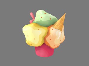 3D vanilla ice cream