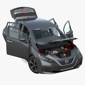 3D nissan leaf 2019 rigged model