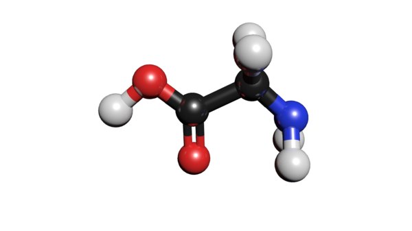 3D model c2h5no2 molecule glycine