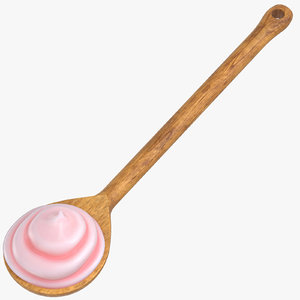 3D wood spoon cream pink model