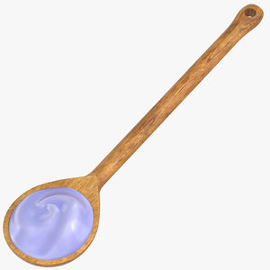3D wood spoon cream purple model