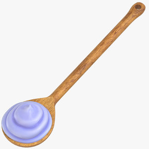 wood spoon cream purple 3D model
