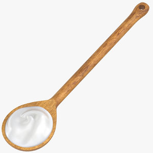 wood spoon cream white 3D