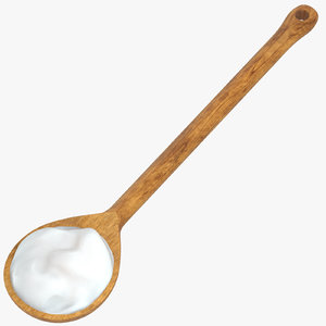 3D wood spoon cream white