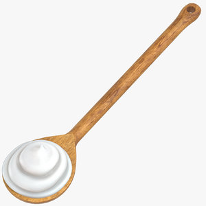 wood spoon cream white 3D model