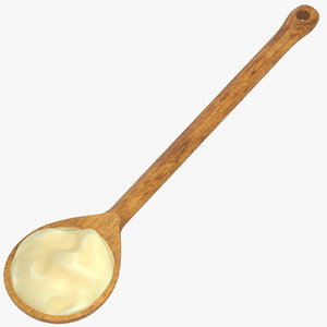 wood spoon cream yellow 3D model