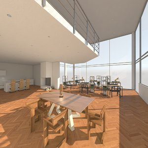 shared office interior 3D model