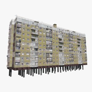3D soviet concrete panel-block