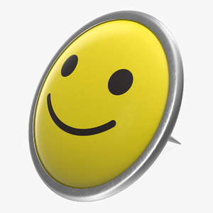 happy smiley pin 3D
