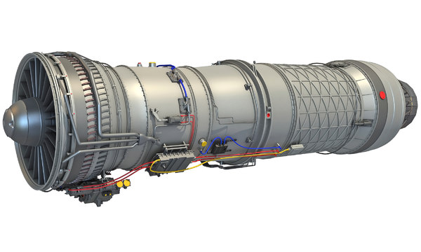 3d model pratt f100 afterburning turbofan engine