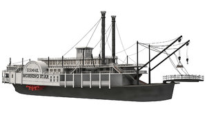 3d model historic paddle steamer river