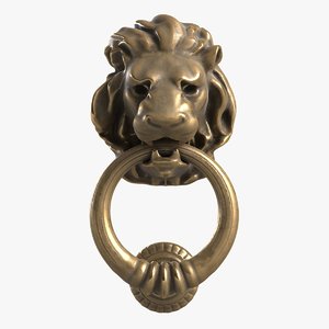 3D model lion head door knocker