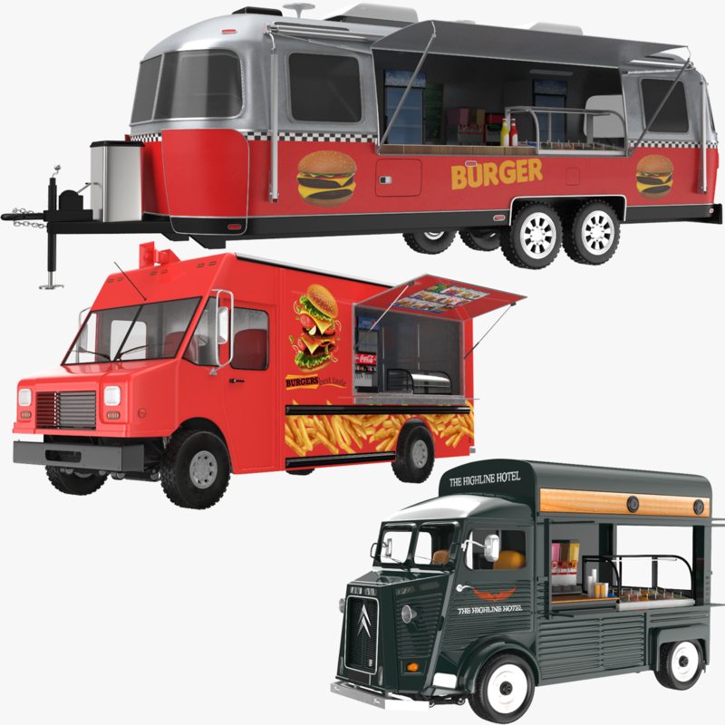 Food trucks modeled model - TurboSquid 1425907