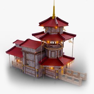 3D building chinese house