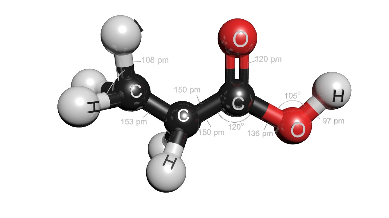 Propionic acid molecule ch3ch2cooh 3D model - TurboSquid 1426785