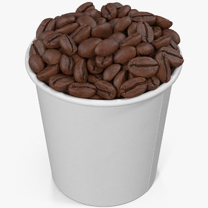3D model coffee beans roasted cup