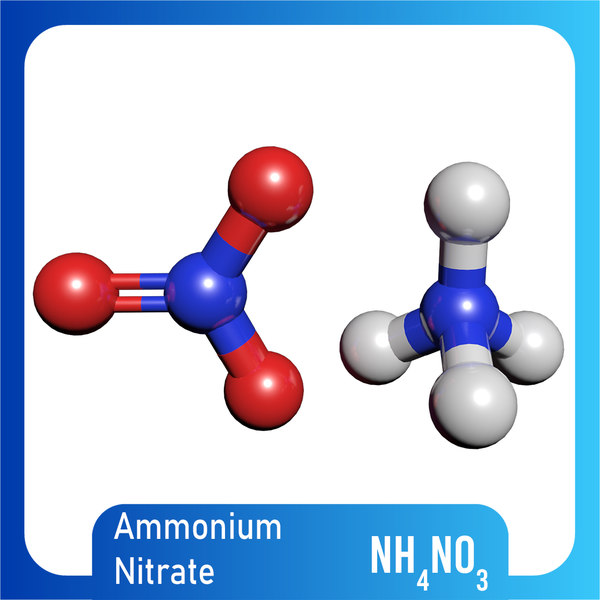 3D nh4no3 molecule ammonium nitrate model