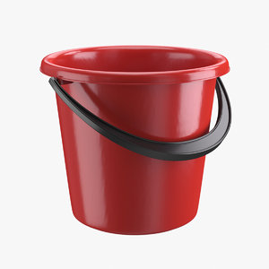 3D realistic plastic bucket red