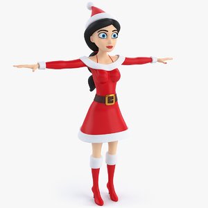 cartoon santa girl 3D model