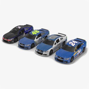 pack nascar cars hendrick 3D model