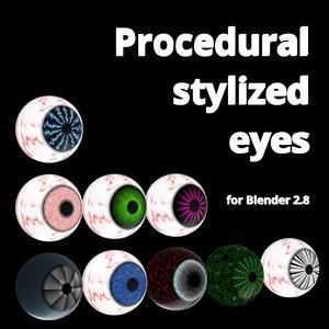 Procedural stylized eyes materials pack for Blender 3D