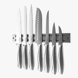 stainless steel knives block 3D