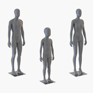 3D male female mannequin neutral model