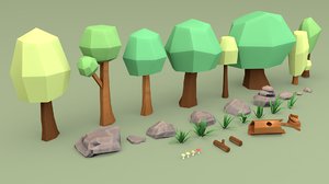 cartoon forest tree 3D