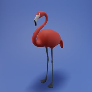 3D model flamingo bird animal