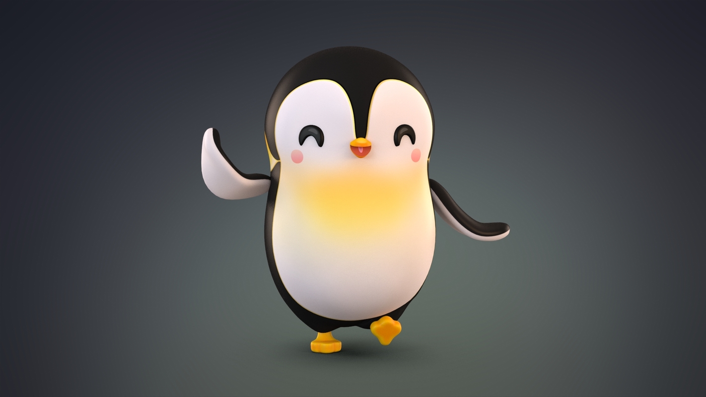 Cute cartoon penguin model - TurboSquid 1429895