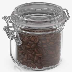 coffee beans roasted glass jar 3D model